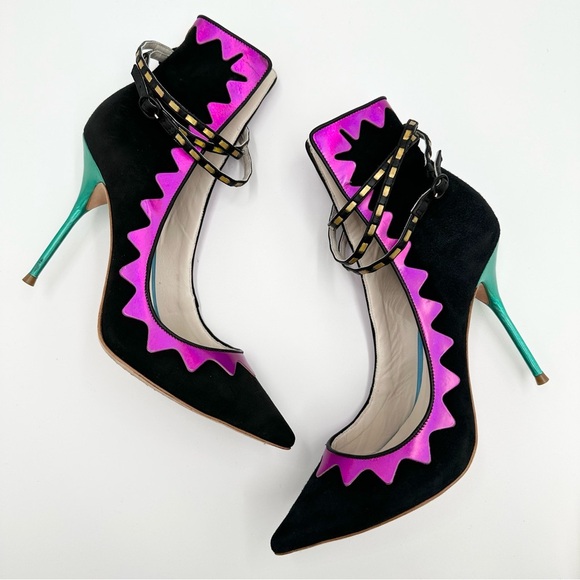 Sophia Webster Roka Iridescent Leather and Suede Pumps - Picture 6 of 16